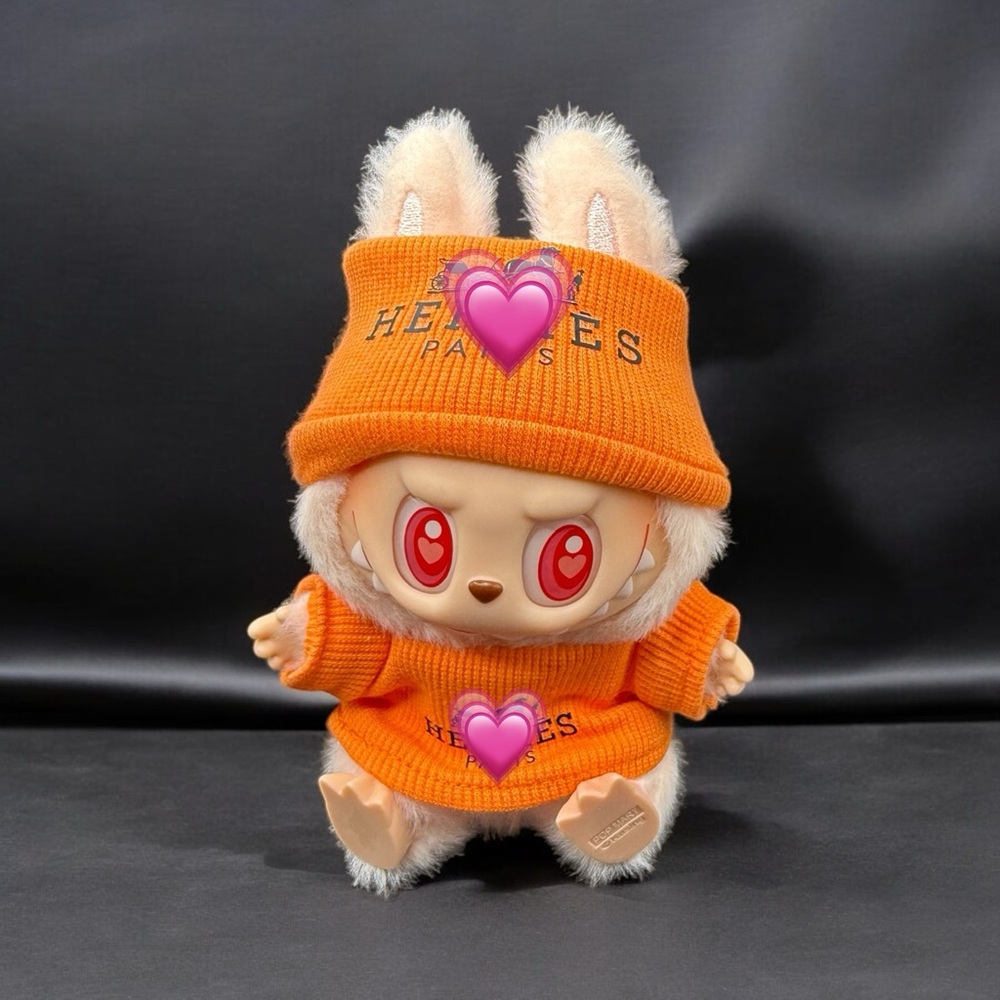 Labubu Clothes Beanie and Shirt - Orange (DOLL NOT INCLUDED) - LC-020